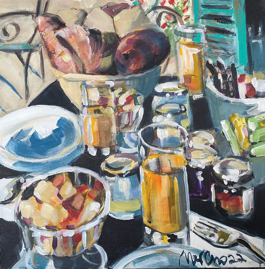 Breakfast in Grasse painting