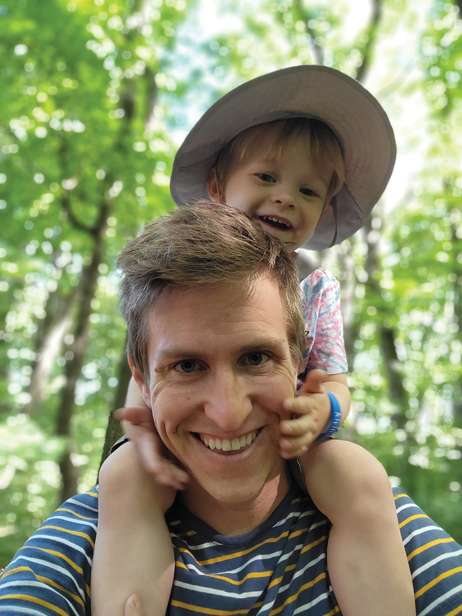 Bennett Myhran explores Wayzata’s Big Woods Preserve with his son, Corky.