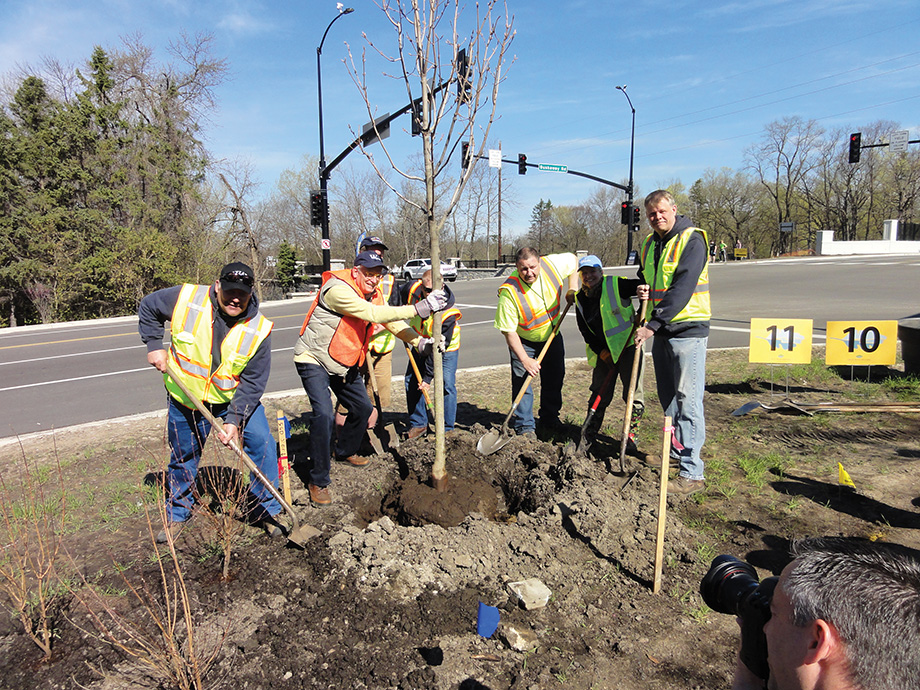 Volunteers lend their helping hands to plant trees and shrubs at the Wayzata Earth Day event.