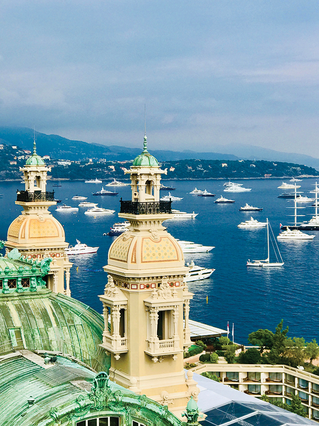 Monaco overlooking a bay full of sailboats.