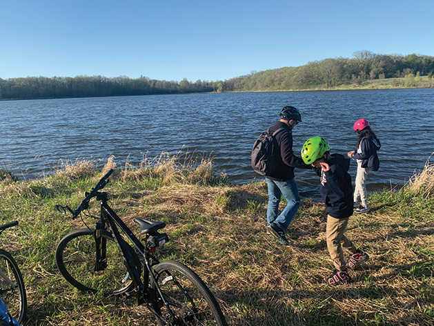 Bikers take a break on the Lake Minnetonka Regional Trail