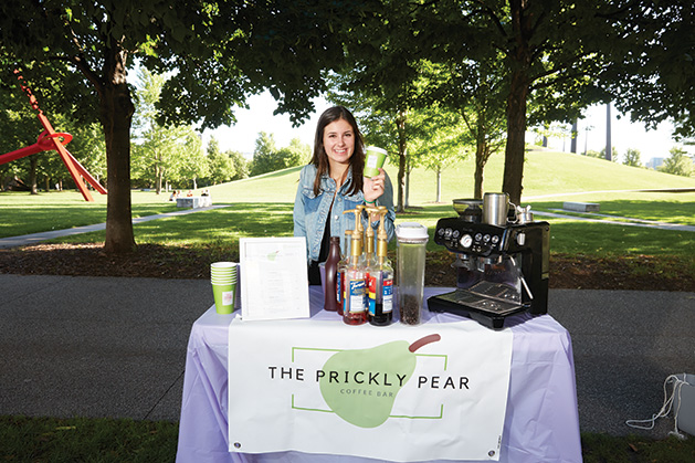 Annika Van Nest with her mobile coffee bar, Prickly Pear.