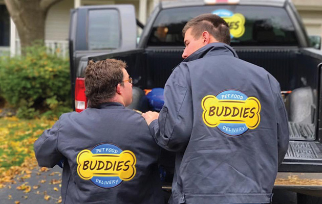 Buddies Pet Food Delivery employees deliver food.