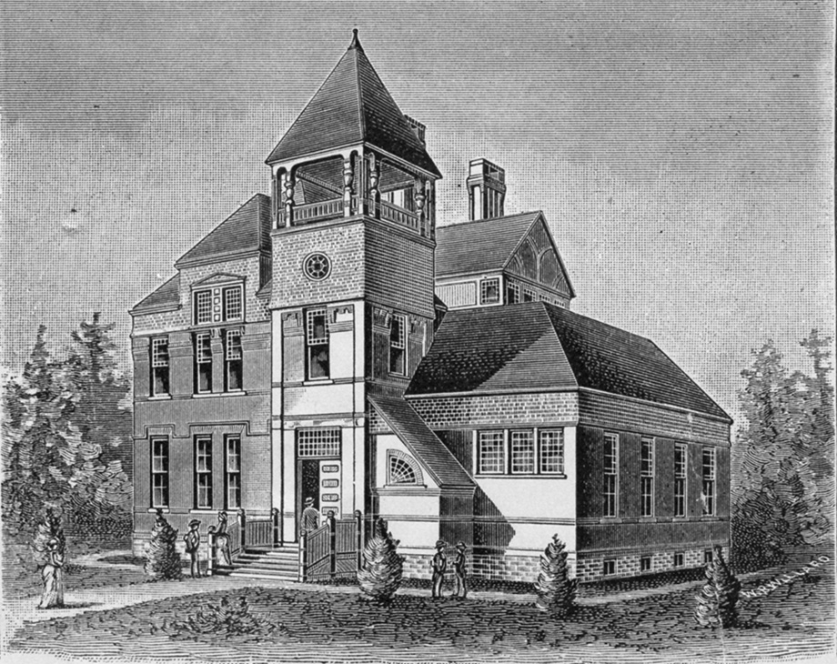 Artist’s rendering of Galpin Hall, Excelsior Academy (1885).
