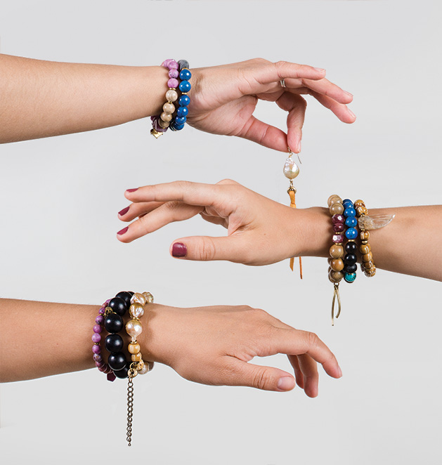 Bracelets from farahbean, a natural jewelry company founded in Minnesota.