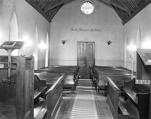 This 1937 photograph shows the interior of the chapel.