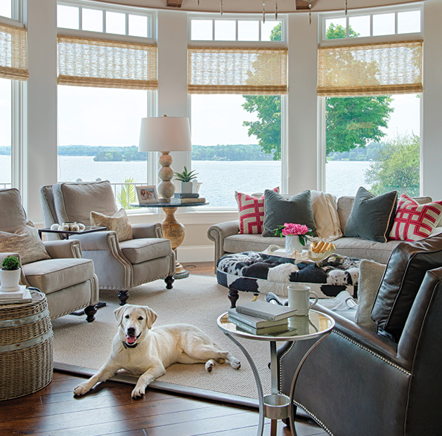The interior of a Lake Minnetonka home designed for both family and event hosting.