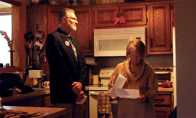 In a scene from the documentary, Jerry and Patty Wetterling prepare to address the media at their home just days after Danny Heinrich is named a person of interest.