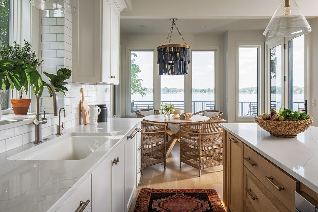 Kitchen overlooking a view of Lake Minnetonka.