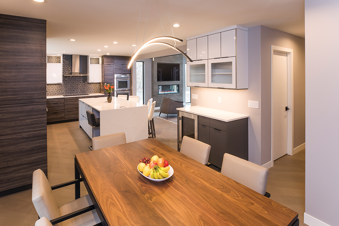 Open concept living, dining and kitchen spaces allow for easier sightlines and movement.