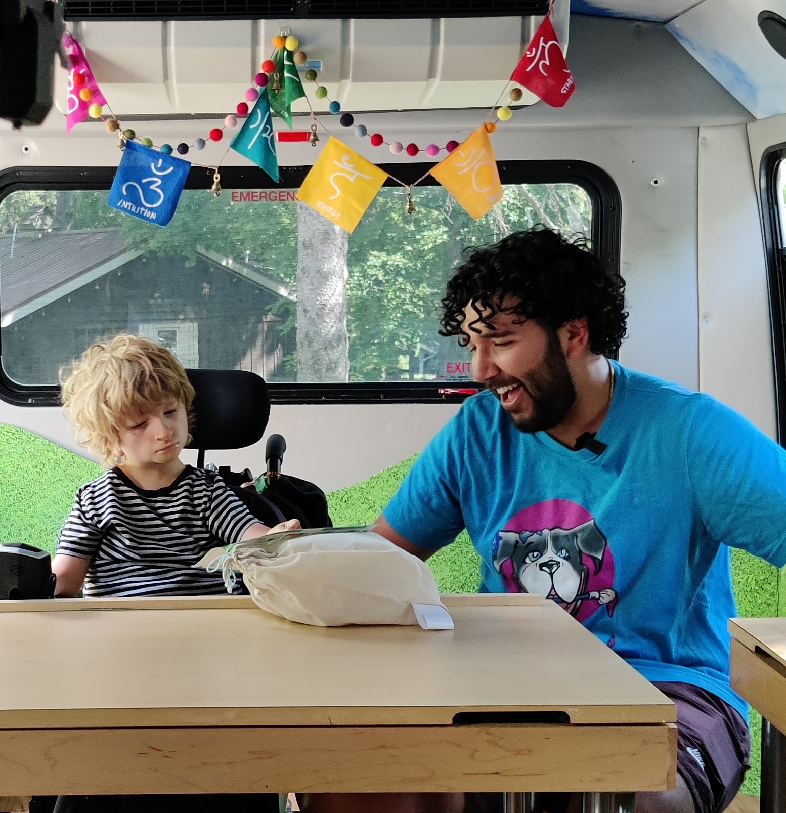 Ziggy's Art Bus brings a world of creativity to Felix Brunelle in Minnetonka. With the guidance of Ziggy’s board member and University of Minnesota medical student Kassra Taghizadeh, Felix loved the tactile experience of creating a stuffed dragonfly.