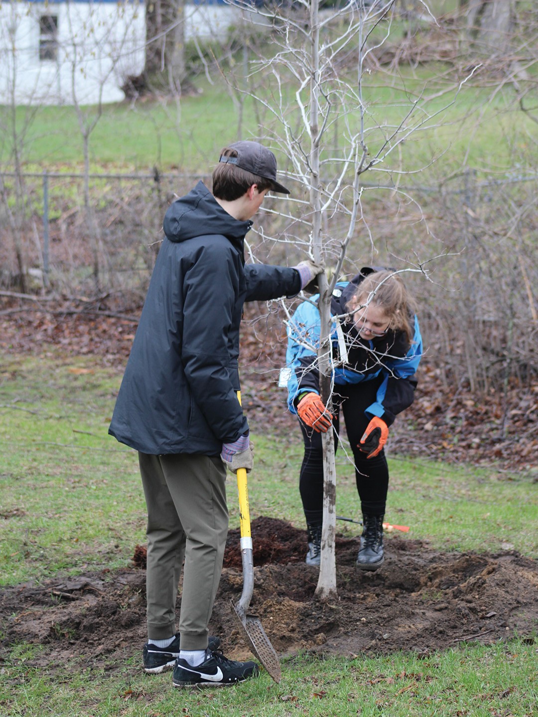 Natural Resources Club members participate in Arbor Day planting.