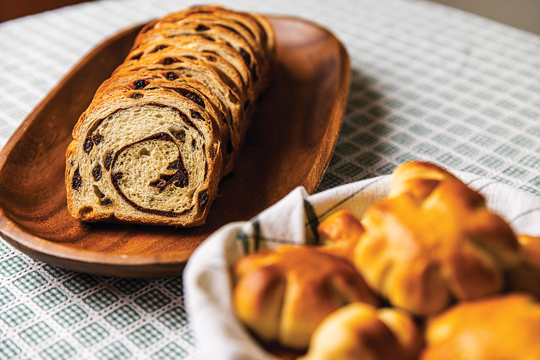 Cinnamon-Raisin Bread and Posies Dinner Rolls.