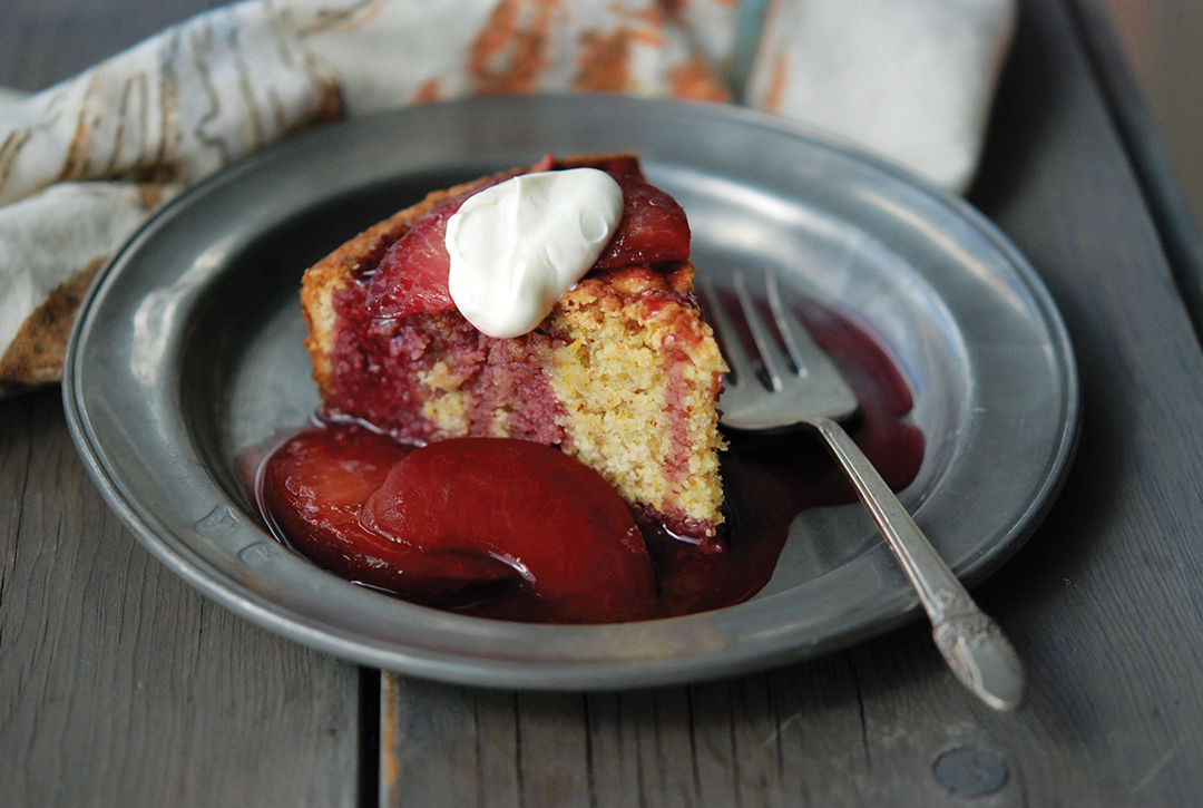 Almond and Orange Cake With Poached Plum Compote