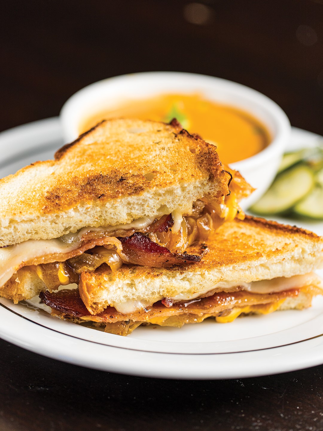 Delight in the Grilled Cheese with Lobster Bisque from Gold Nugget Tavern & Grille.
