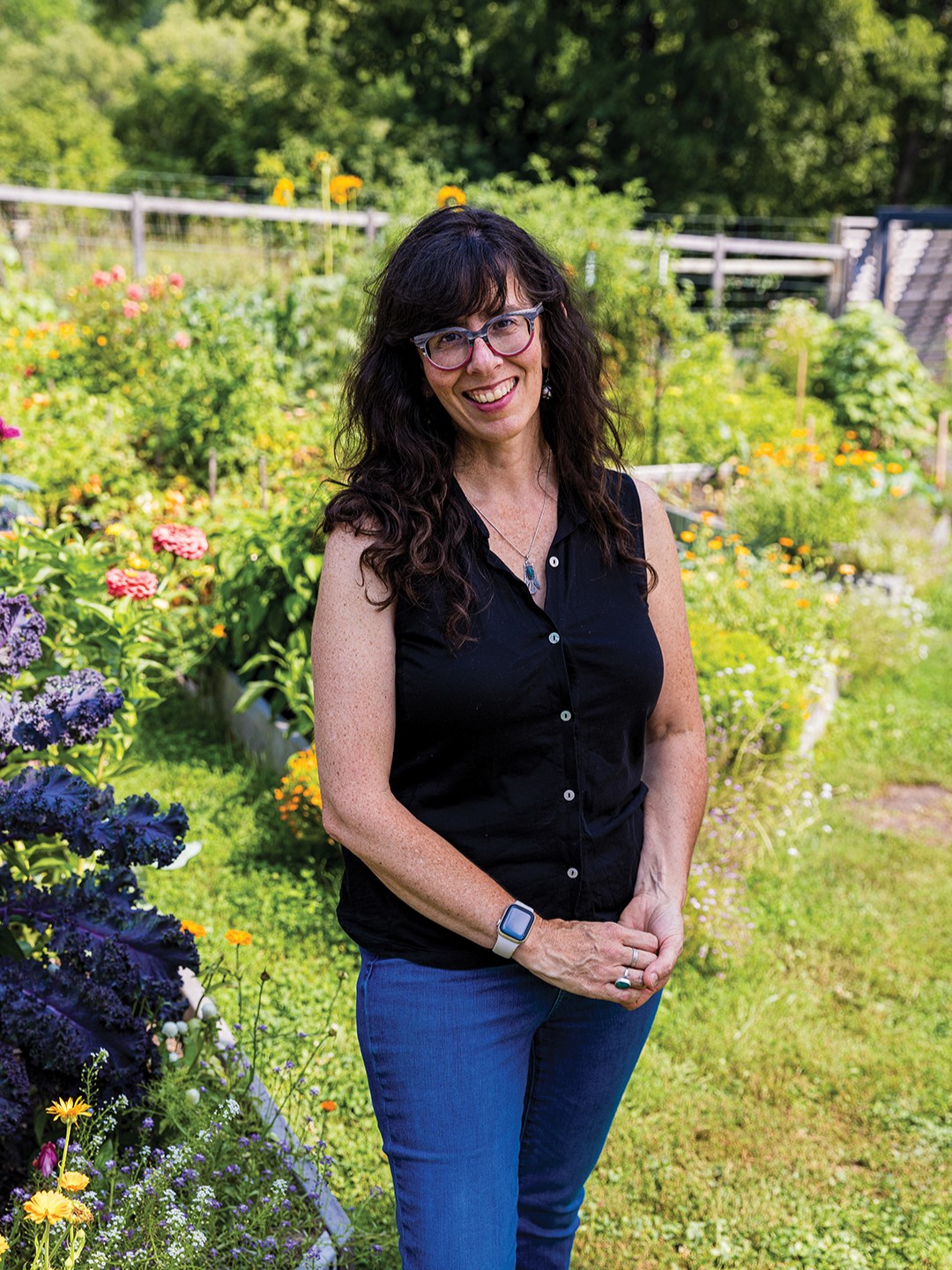 It’s safe to say that Meg Cowden could reclassify her home garden into a bounitful farmers market. Just the vegetable and annual flower varieties nearly equal 200. Keep counting. There’s more to be found at this Long Lake garden.
