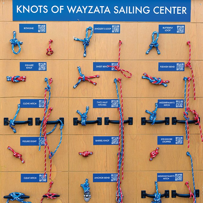 All knots are not created equal as evident with this wall of knots at the Wayzata Sailing Center. How many can you tie? 