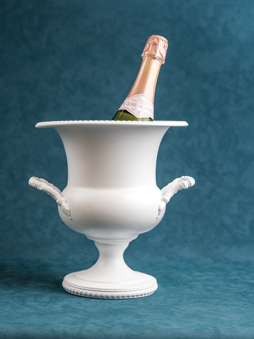 A vintage silver Champagne chiller reemerges dressed in Chalk, a color that debuted last April.