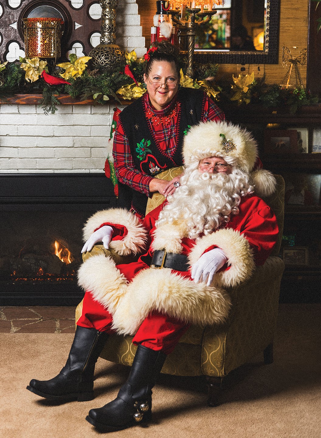 This jolly couple (LynDelle and Brett Vasey) find joy in sharing the holidays with the community.