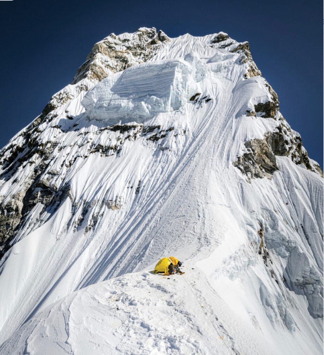 Climbing camps are often dwarfed by the size of the mountain targeted for a climb. 