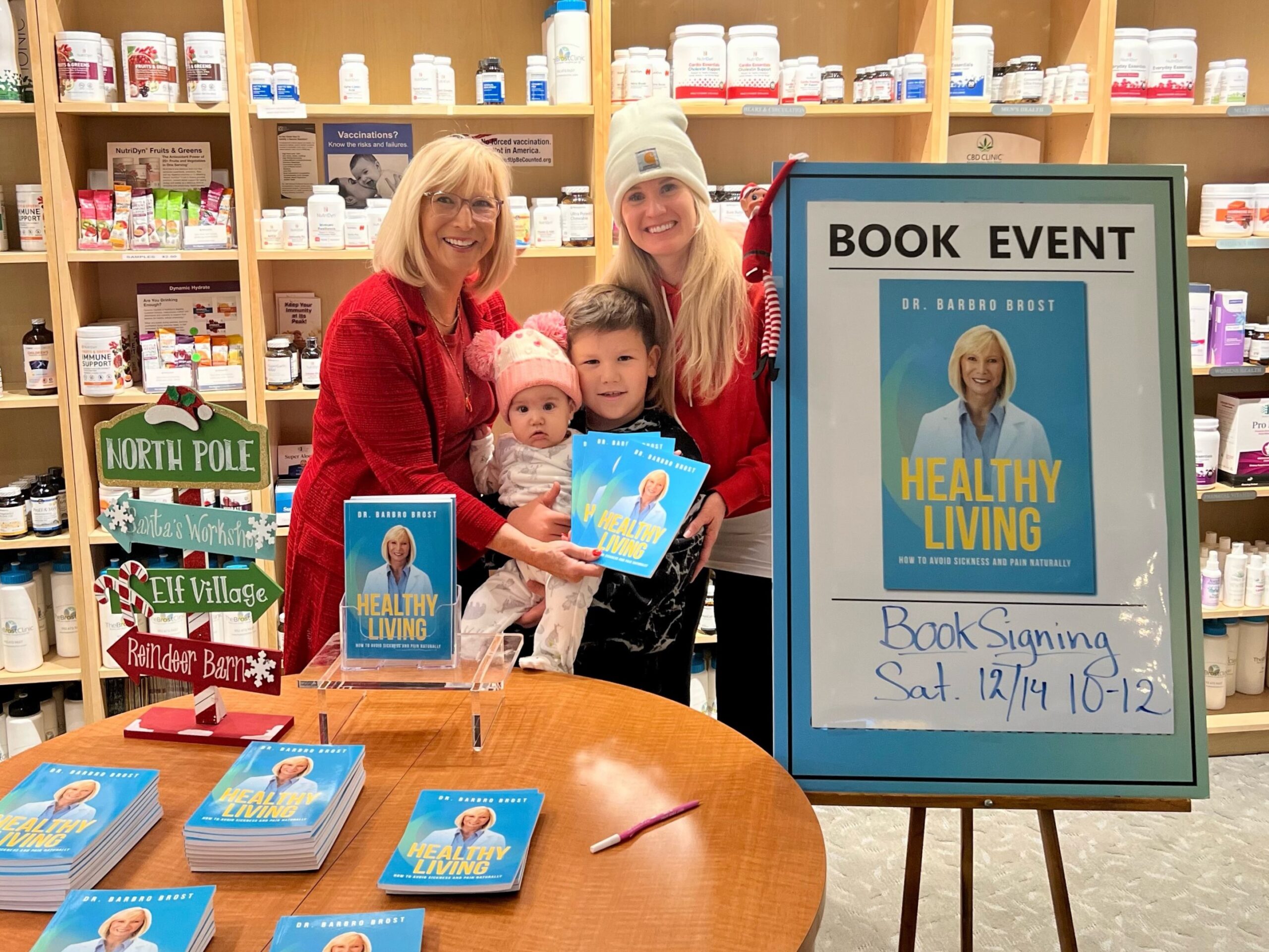 Barbro Brost (left) at a book signing event at The Brost Clinic in December.