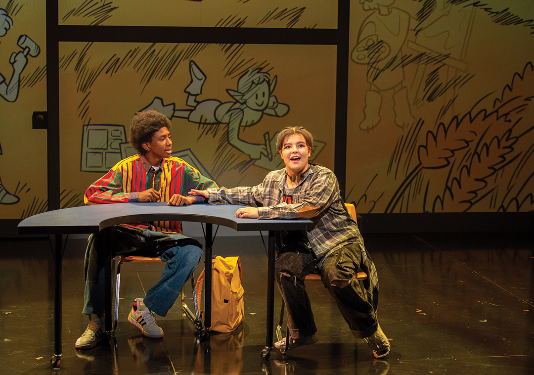 De’Anthony Jackson and Mars Niemi in the World Premiere of Michi Barall’s Drawing Lessons at Children’s Theatre Company.