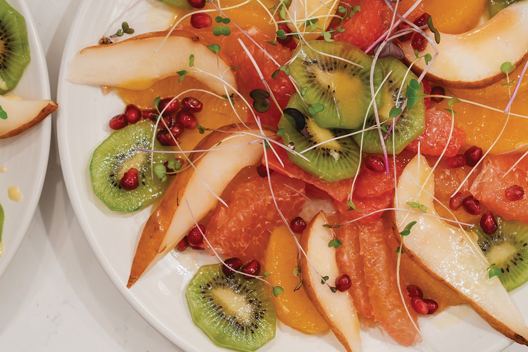 Fruit Salad with pear, kiwi and orange from The Table at Everly Farms