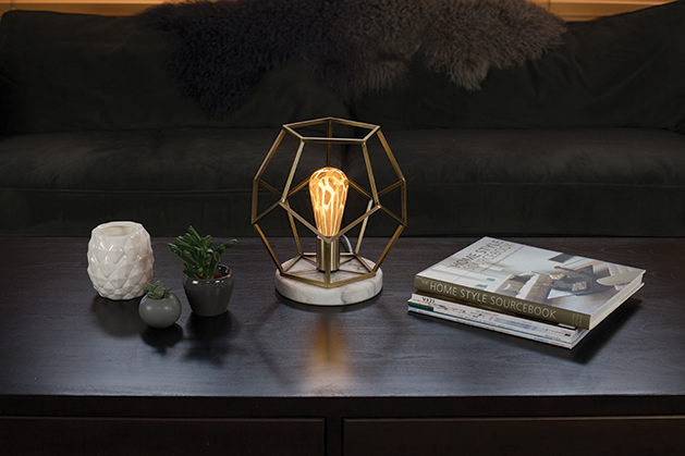 Giraffe Print in Table Lamp on Coffee Table cropped