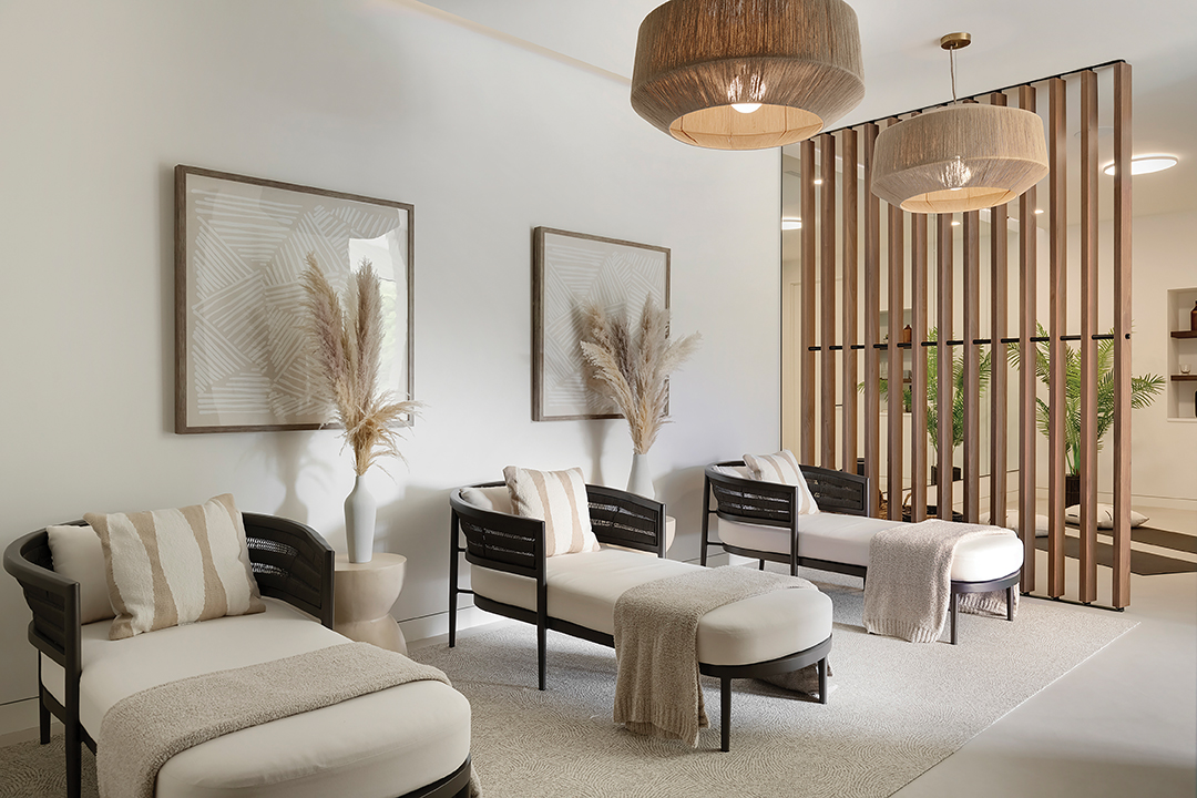 Lower-level yoga room at Orono home.