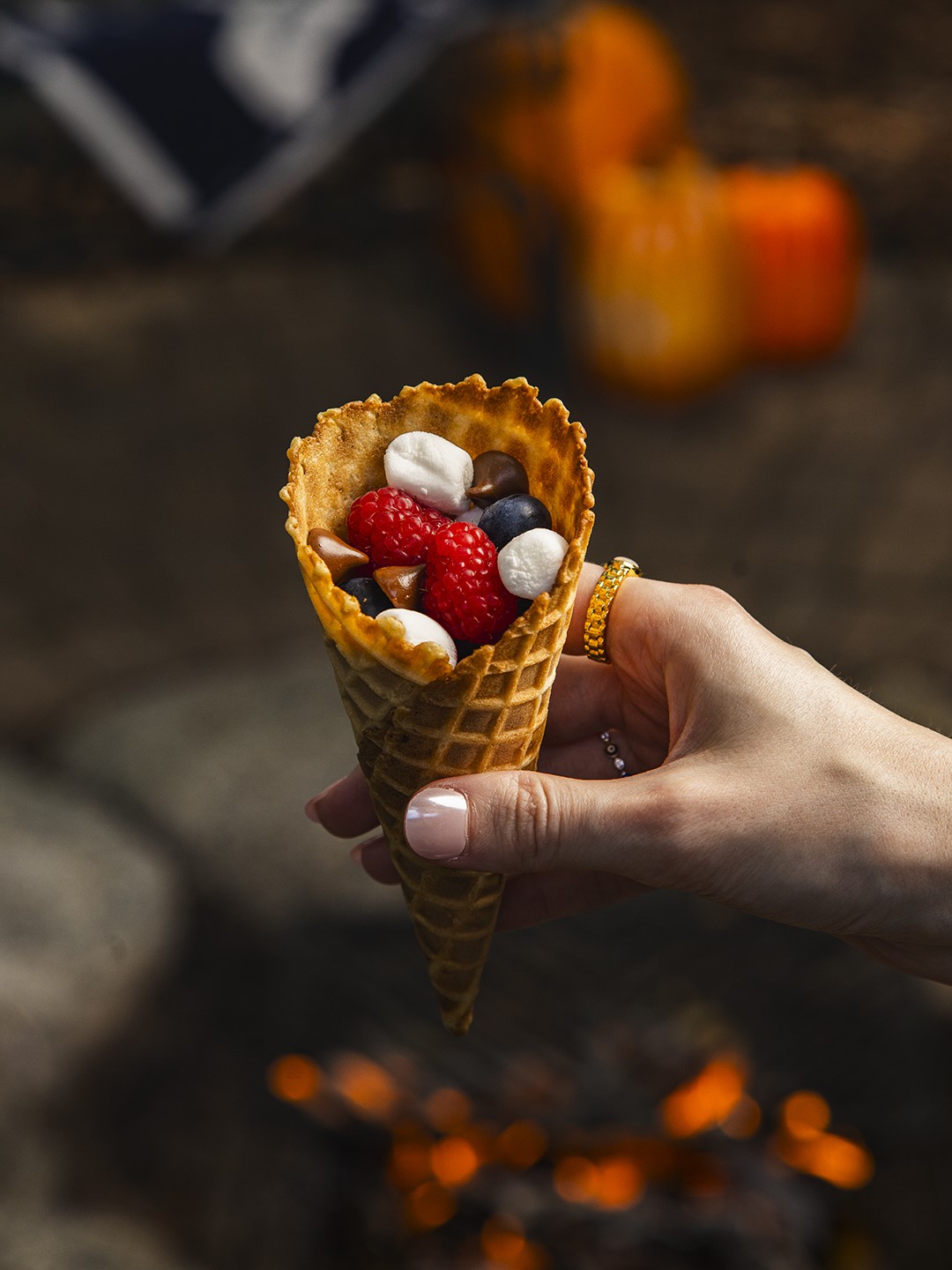 Campfire Dessert Cones deliver smoky sweetness. 