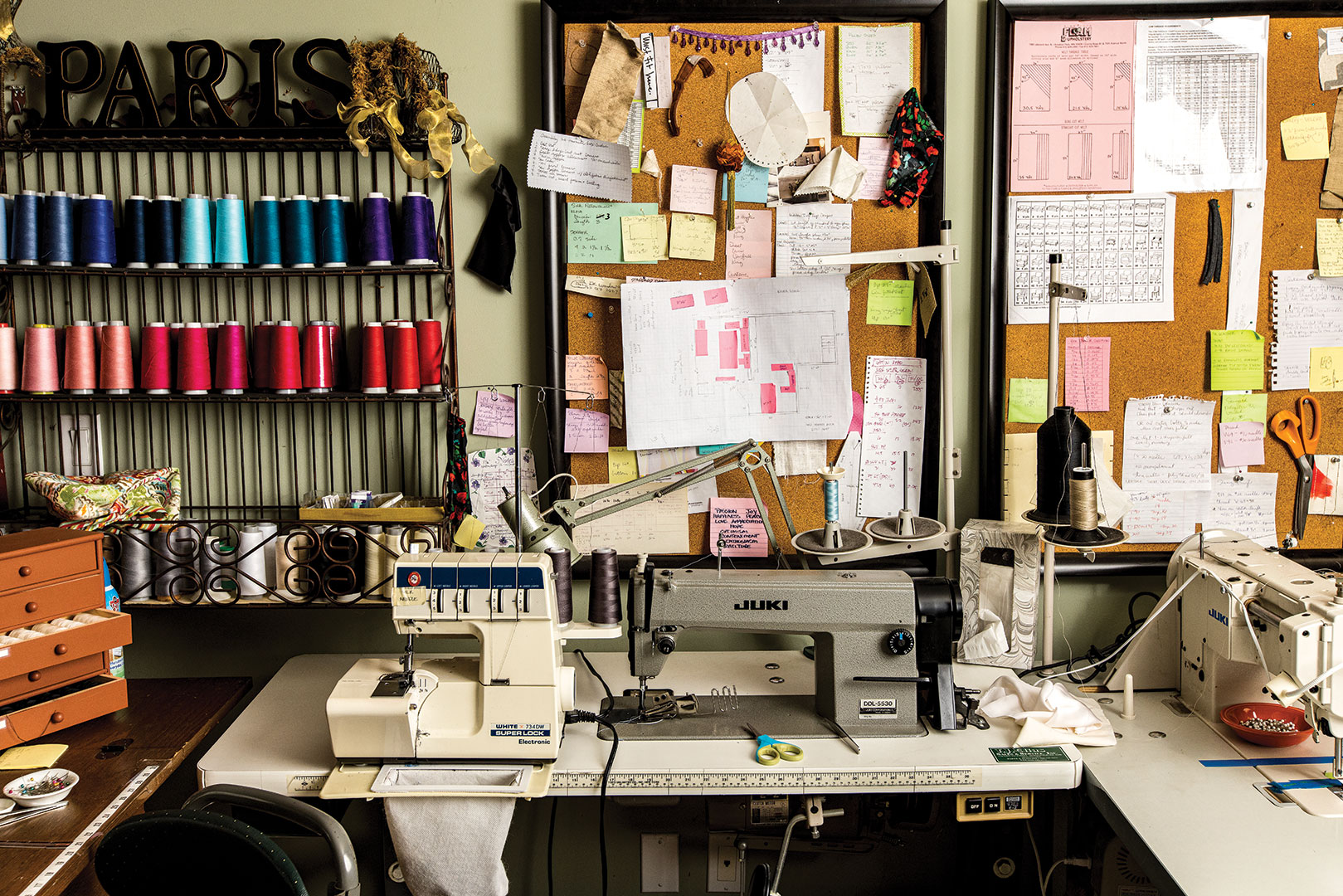 Wendy Carr works out of her Wayzata home studio, where she uses eight sewing machines to create her designs. 