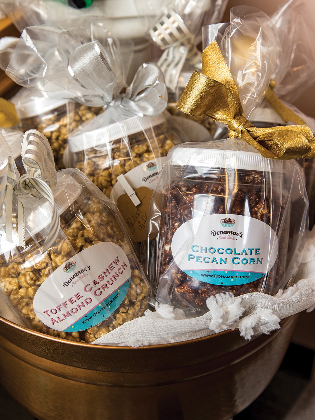 The original popcorn recipe was created for Donamae Koppelman, the original owner of Donamae’s Sweet Studio.