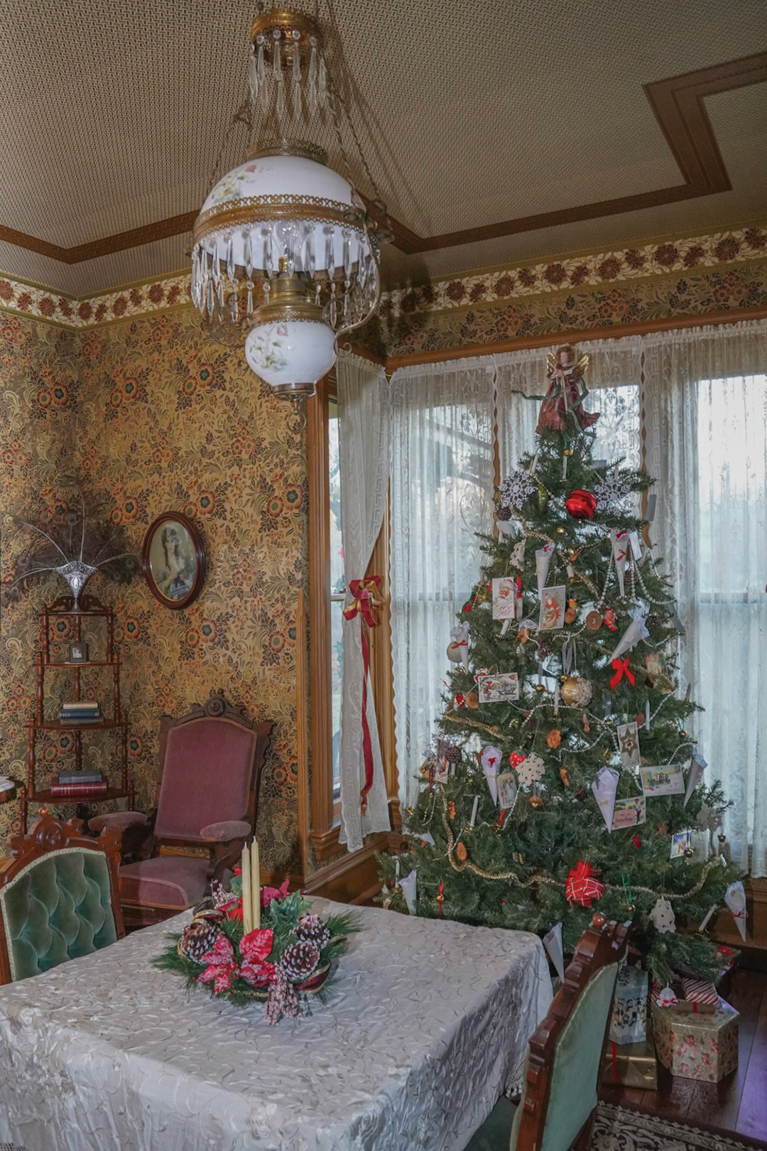 The Burwell House’s parlor is festively decorated for holiday tours, which are held before Christmas. To learn more about the Burwell family and their historic home, visit cityofminnetonkahistory.org.