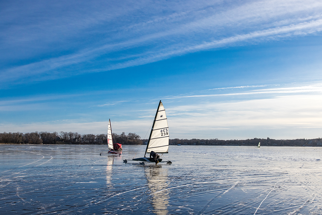 Ice Sailing boats on Lake Minnetonka.