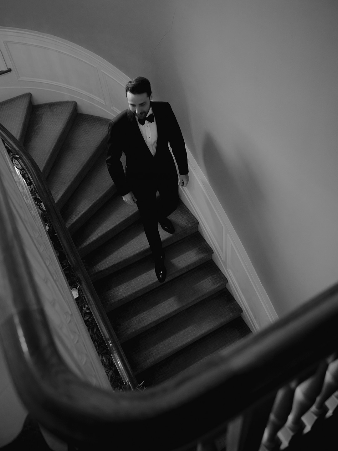 Adam on a staircase