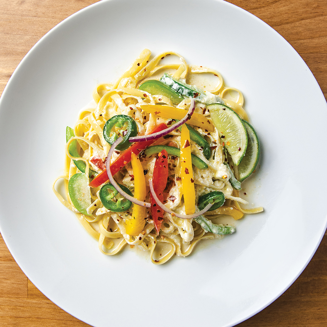 Spicy Fiesta Pasta needn’t be fussy, just tasty. 