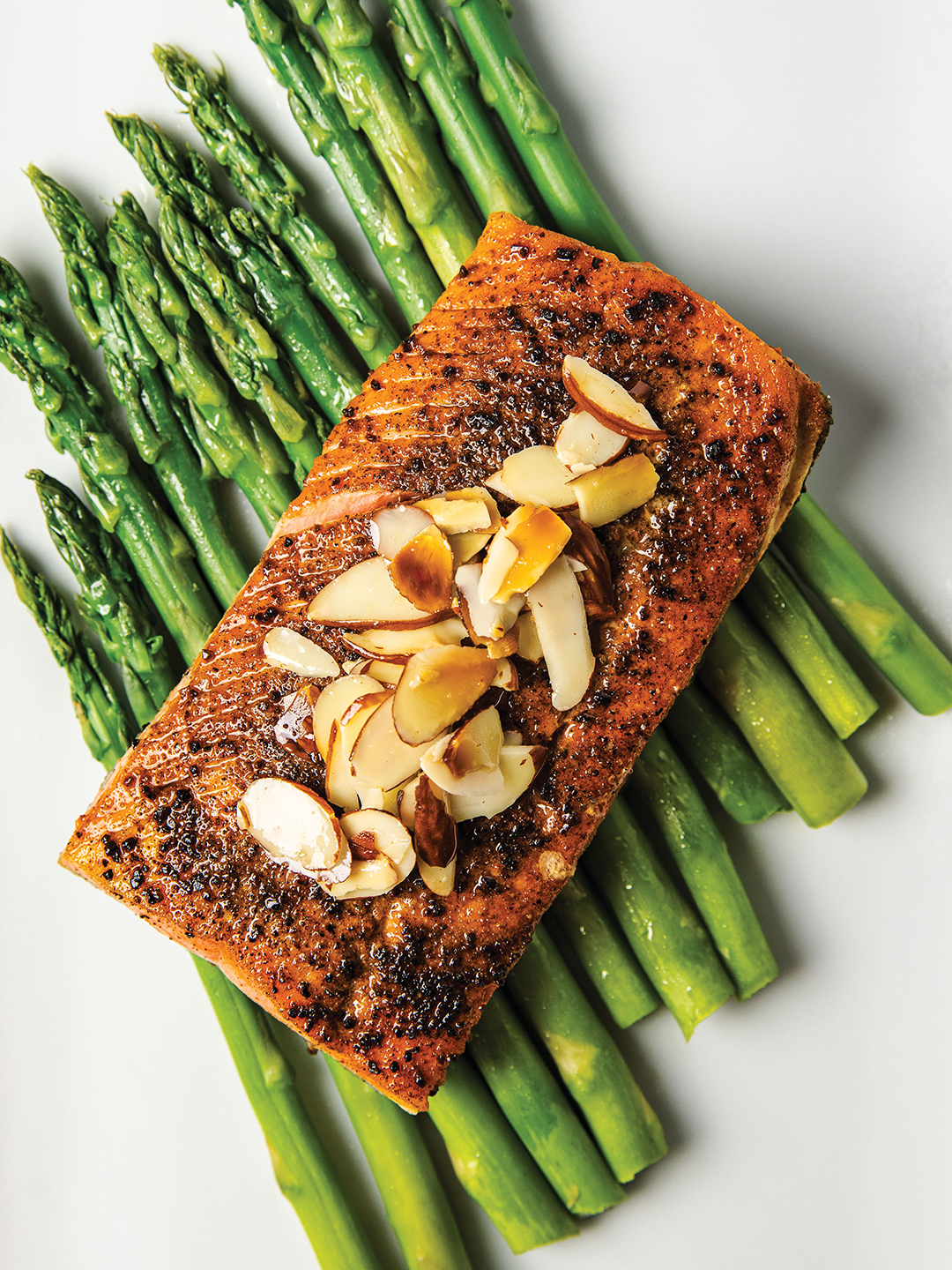 Blackened Citrus Salmon with asparagus offers simple elegance with its flavor profile and visual appeal. 