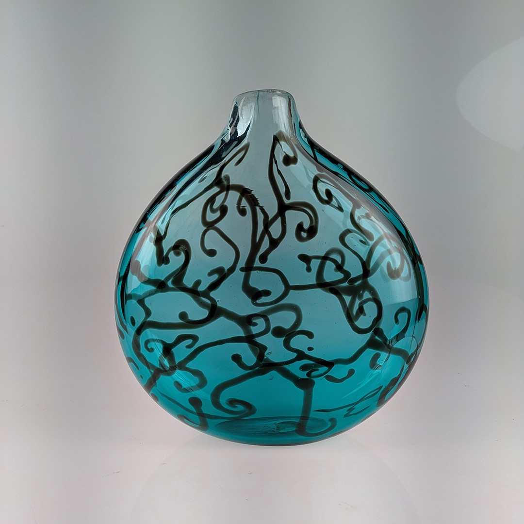 Blue glass vase by Claire Coffee