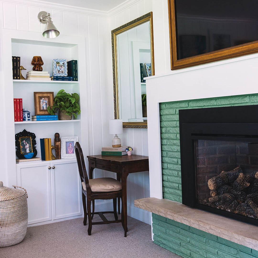 Green fireplace