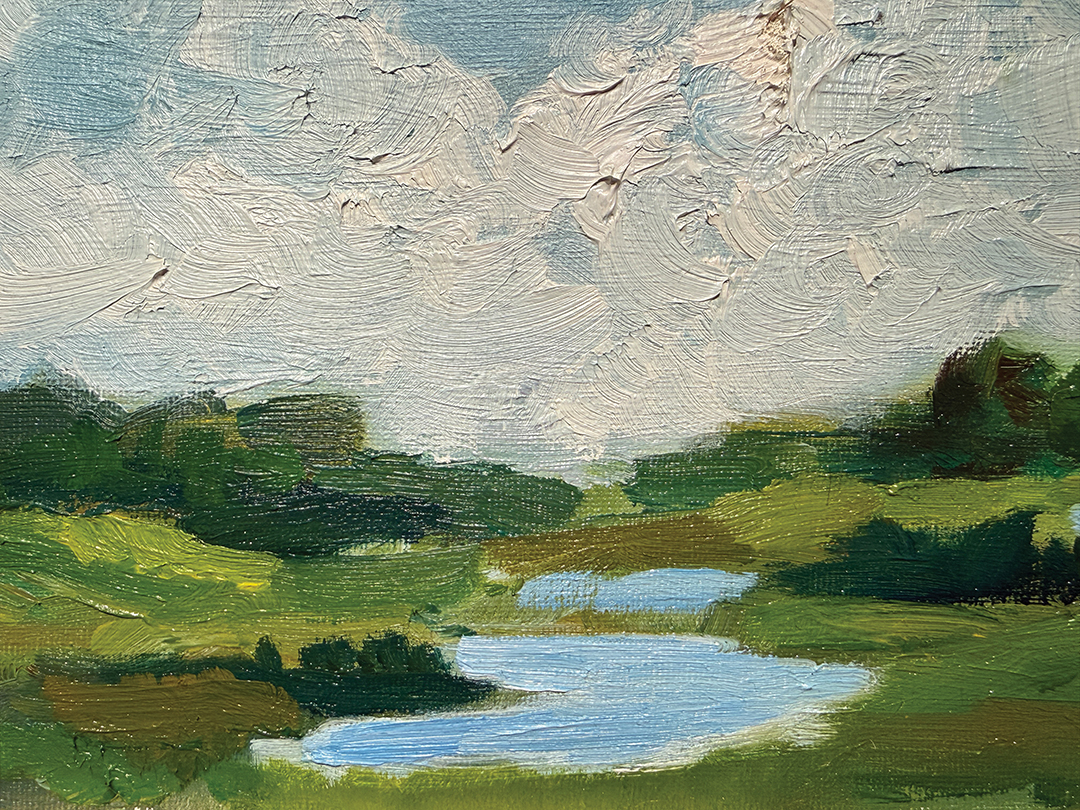  The artist’s Green Gables (oil on canvas)captures the enchanting essence of a site synonymous with literary nostalgia and natural beauty. The use of warm, inviting colors and familiarity preserves the charm of this imagery. 