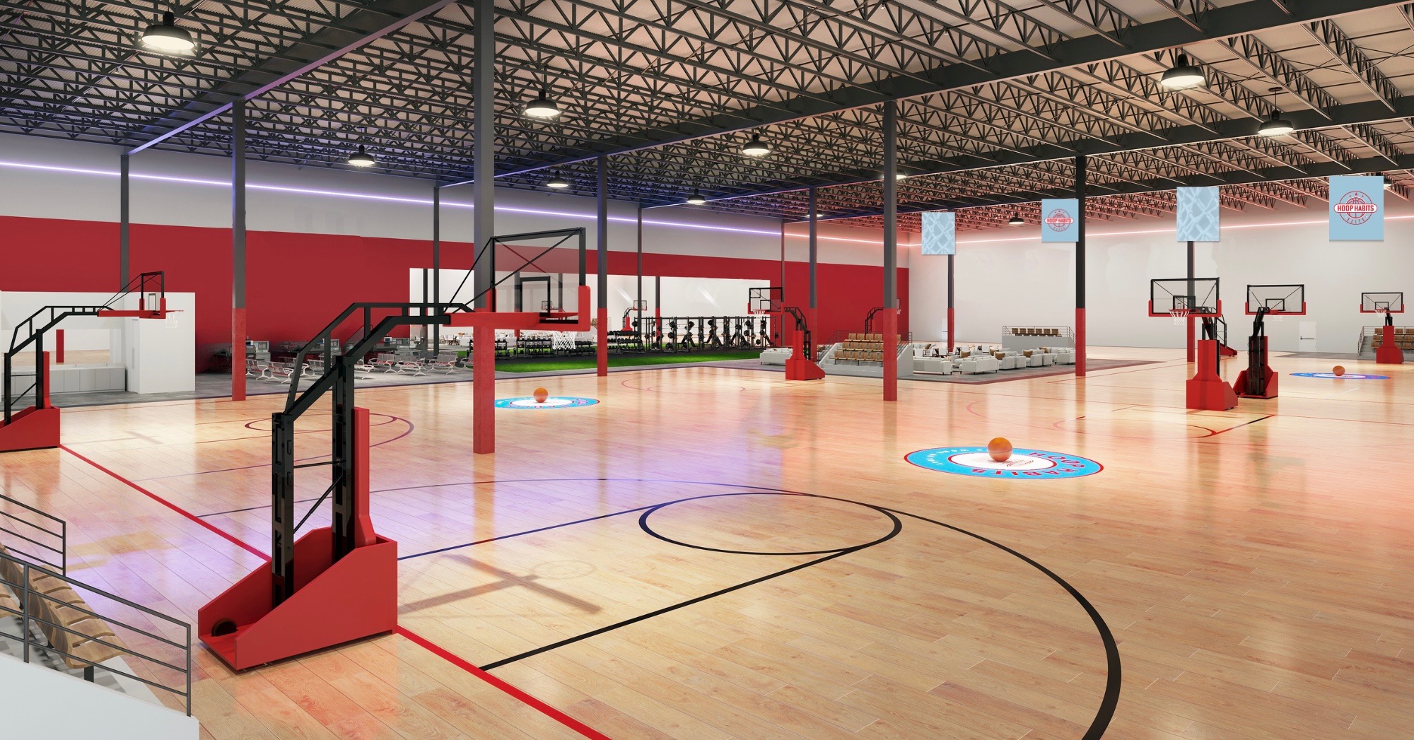An interior rendering of the new Hoop Habits location in Minnetonka.