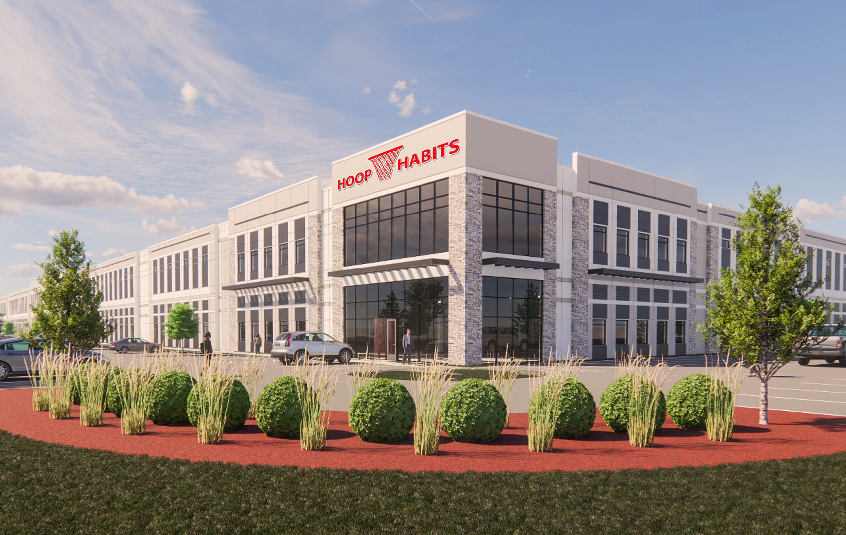An exterior rendering of the new Hoop Habits facility opening in Minnetonka this spring.