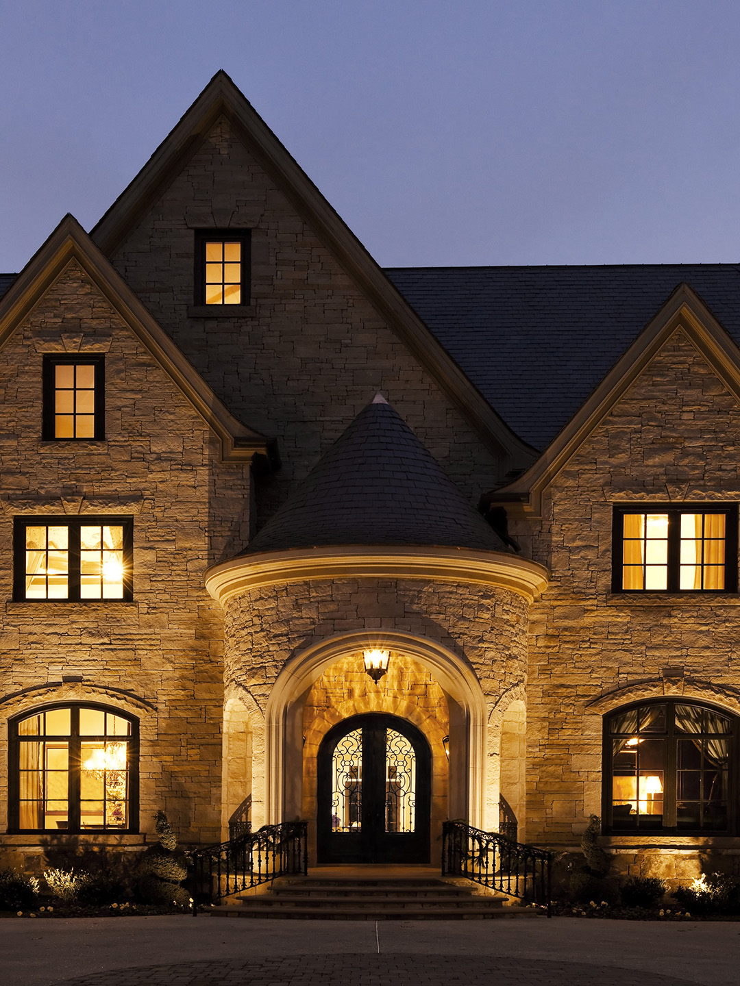 Mansion home at dusk