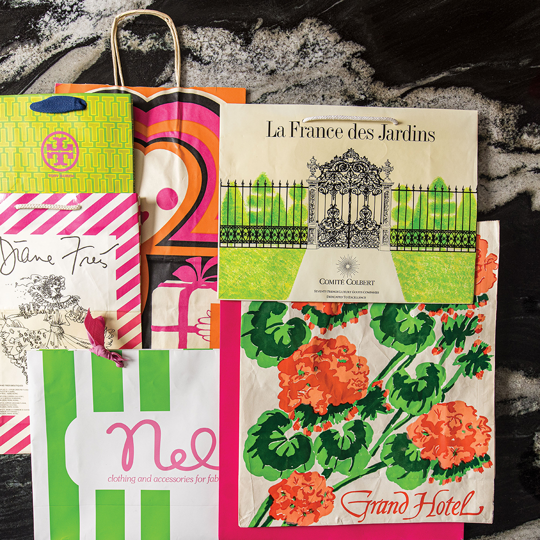 “Anything that has a special story connected to it or is pretty and well designed,” Brookie Brandt says of her collection parameters. “Any and all bags are welcome in the collection,” especially those that underscore a memorable experience or mark a moment spent with friends or family. 