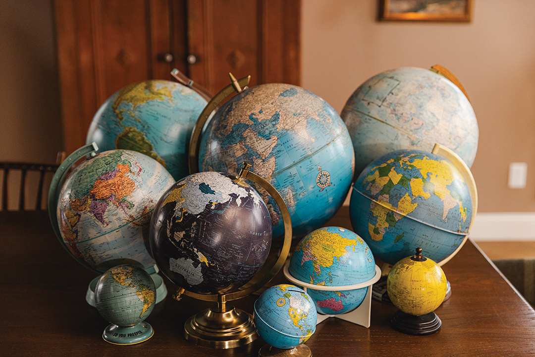 Alicia Oberg has a growing globe collection, which speaks to her love of travel to destinations near and far. 