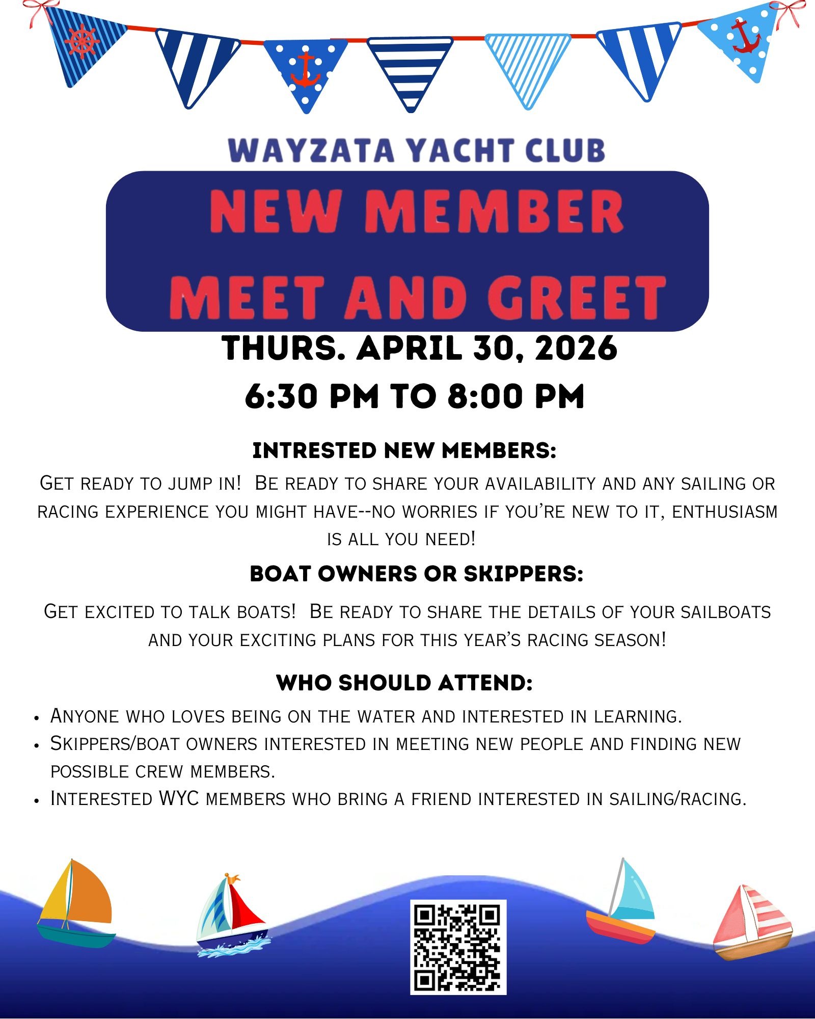 New Member Meet and Greet Wayzata Yacht Club event flyer