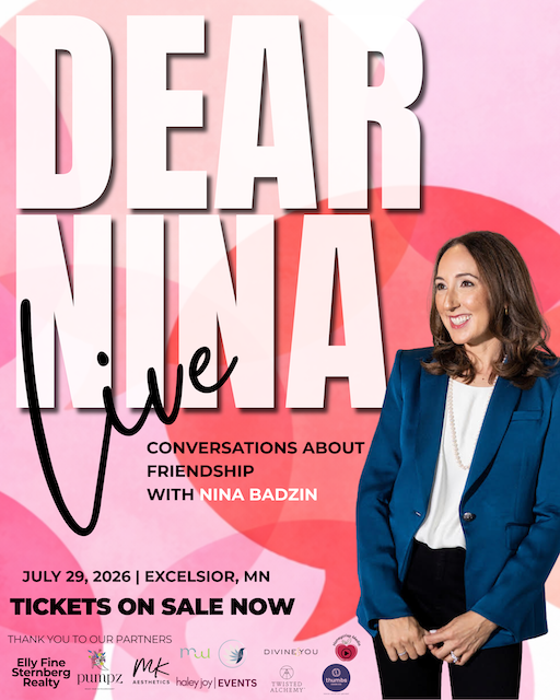 DEAR NINA: Conversations About Friendship live podcast event flyer