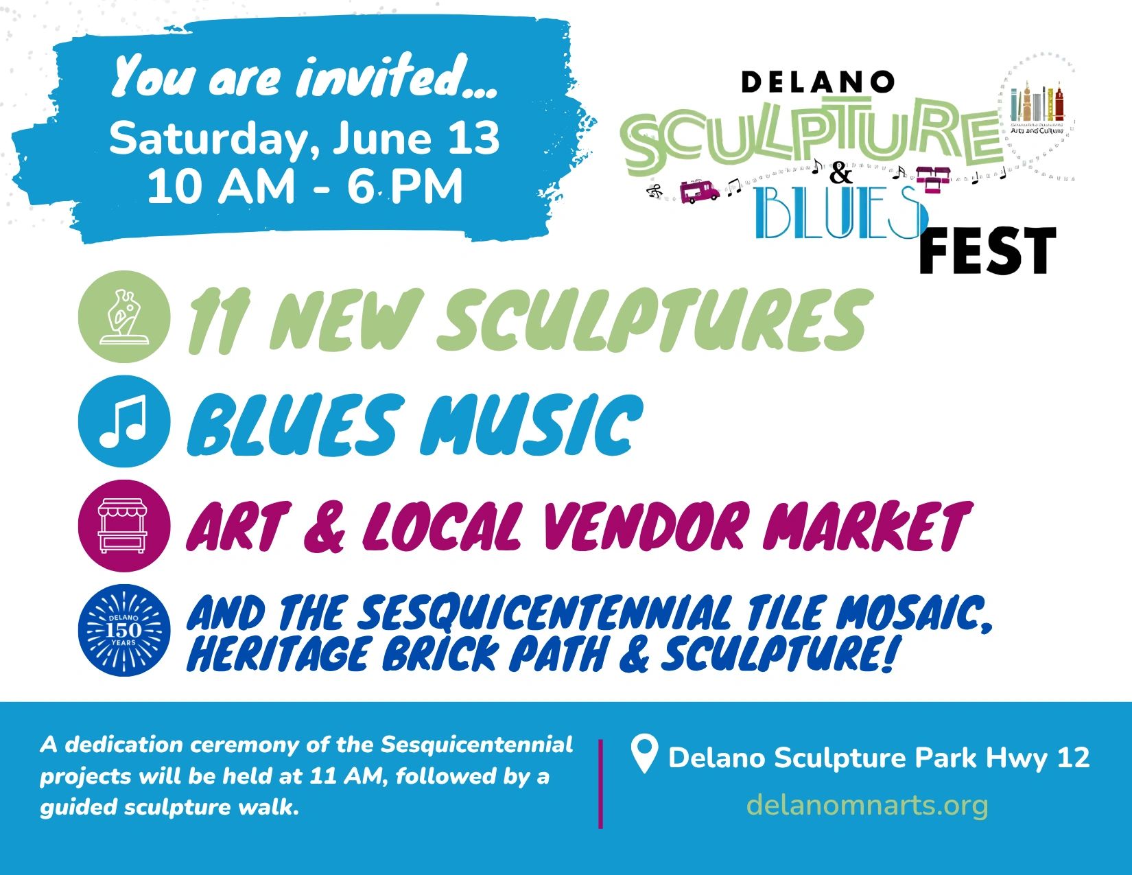 Delano Sculpture & Blues Fest event poster