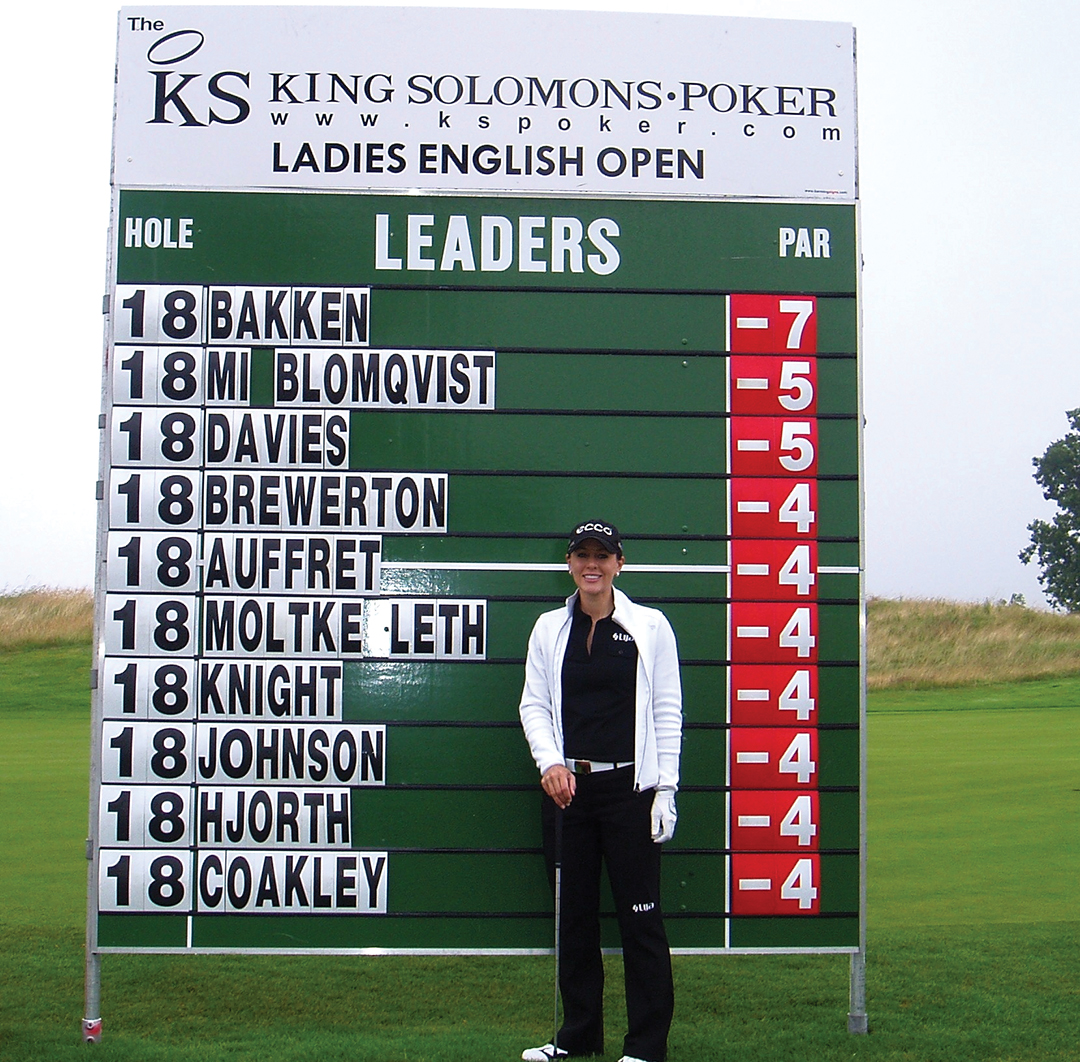 Katie Bakken lets the scoreboard do the talking at the Ladies English Open, where she was the first round leader and had a career low of seven under par.