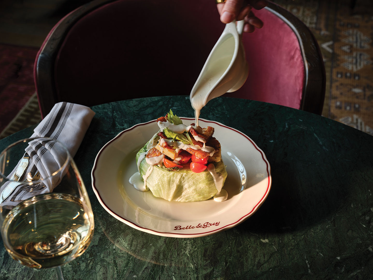 A classic Iceberg Wedge is an ideal starter dish, but it can also stand on its own for a lighter bite.
